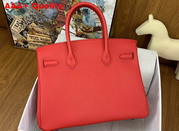 Hermes Birkin 30 in Red Togo Calfskin with Orange Lining Replica