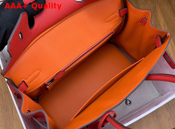 Hermes Birkin 30 in Red Togo Calfskin with Orange Lining Replica