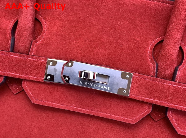 Hermes Birkin 30 in Rouge Red Doblis Suede Replica