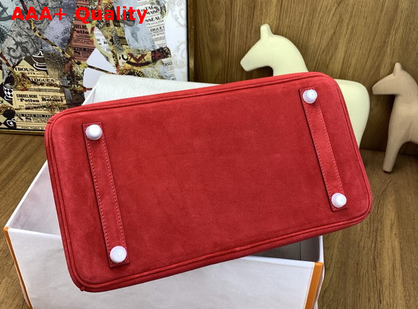 Hermes Birkin 30 in Rouge Red Doblis Suede Replica