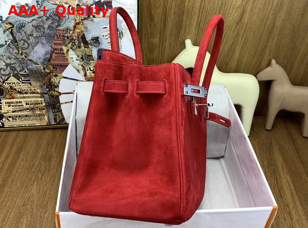 Hermes Birkin 30 in Rouge Red Doblis Suede Replica