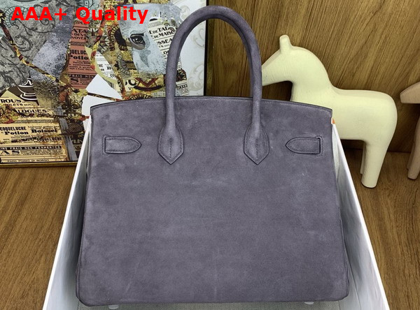 Hermes Birkin 30 in Smoke Gray Doblis Suede Replica
