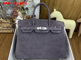 Hermes Birkin 30 in Smoke Gray Doblis Suede Replica