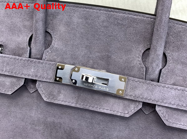 Hermes Birkin 30 in Smoke Gray Doblis Suede Replica