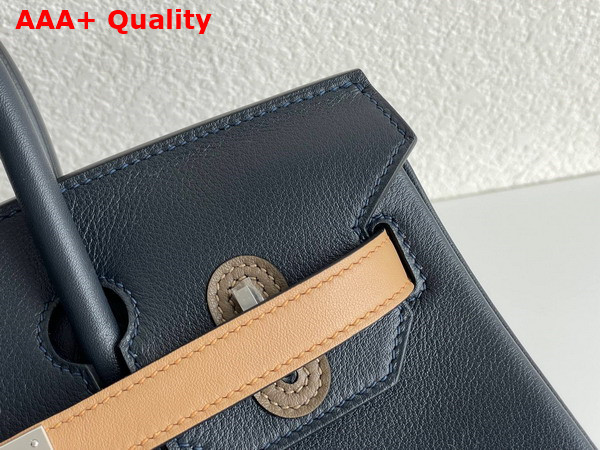 Hermes Birkin 30 in Swift Calfskin Contrast Color Navy Blue and Tan Replica