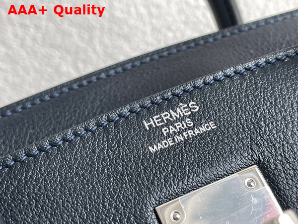 Hermes Birkin 30 in Swift Calfskin Contrast Color Navy Blue and Tan Replica