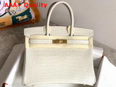 Hermes Birkin 30 in White Crocodile Embossed Calfskin Replica