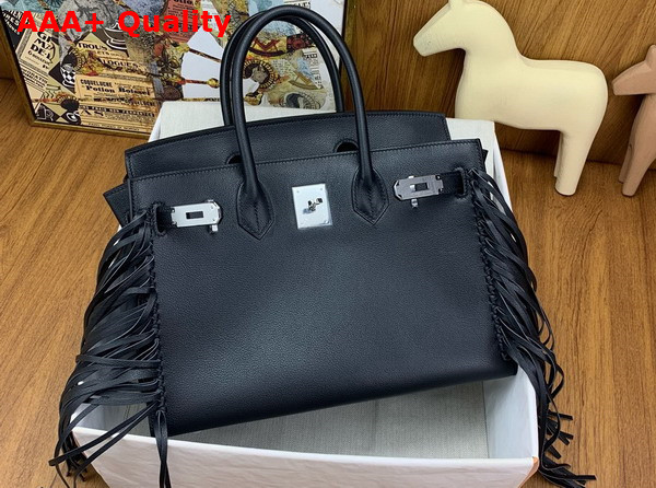 Hermes Birkin 30cm Sellier Anate Black Evergrain Leather Replica