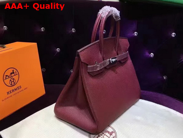 Hermes Birkin 35 Burgundy Togo Leather Silver Hardware Replica