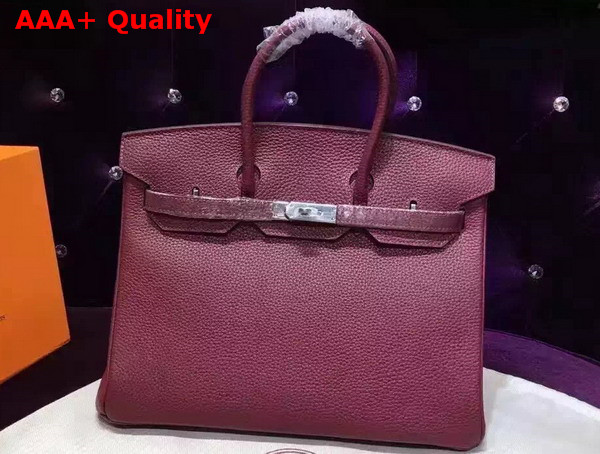Hermes Birkin 35 Burgundy Togo Leather Silver Hardware Replica
