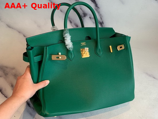 Hermes Birkin 35 Green Togo Calfskin Hand Stitching Replica