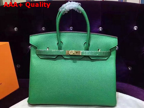 Hermes Birkin 35 Green Togo Leather Gold Hardware Replica