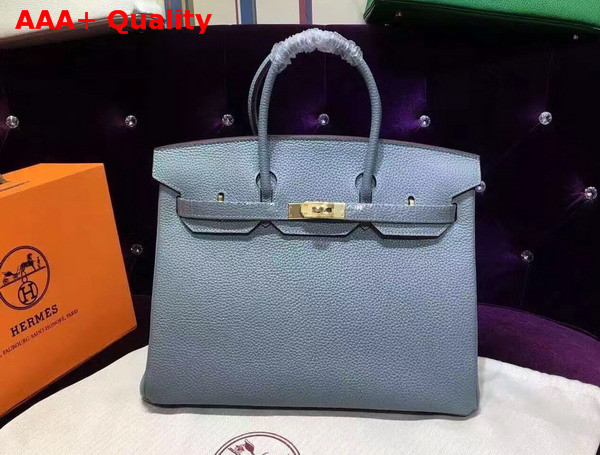 Hermes Birkin 35 Light Blue Togo Leather Gold Hardware Replica