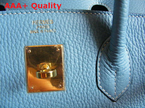 Hermes Birkin 35 Light Blue Togo Leather With Gold Replica