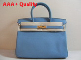 Hermes Birkin 35 Light Blue Togo Leather With Gold Replica