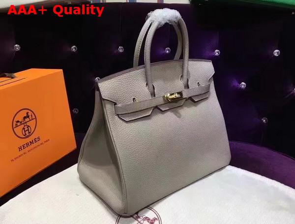 Hermes Birkin 35 Light Grey Togo Leather Gold Hardware Replica