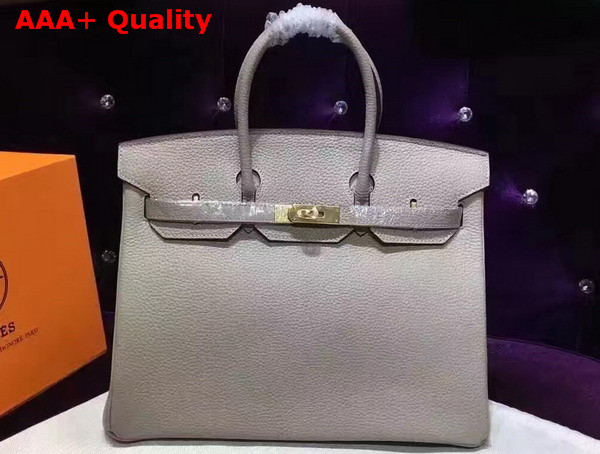 Hermes Birkin 35 Light Grey Togo Leather Gold Hardware Replica