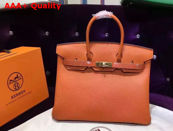 Hermes Birkin 35 Orange Togo Leather Gold Hardware Replica