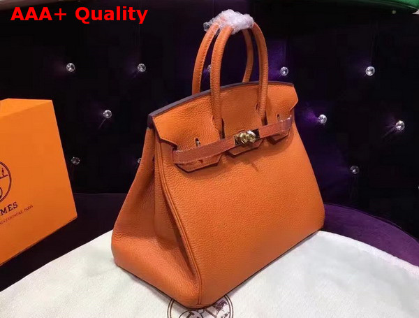 Hermes Birkin 35 Orange Togo Leather Gold Hardware Replica