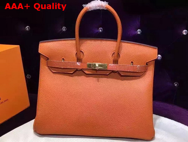 Hermes Birkin 35 Orange Togo Leather Gold Hardware Replica