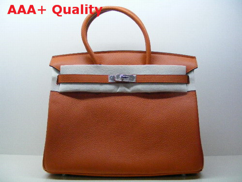 Hermes Birkin 35 in Orange Togo Leather With Silver Replica