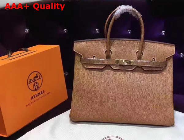 Hermes Birkin 35 Tan Togo Leather Gold Hardware Replica