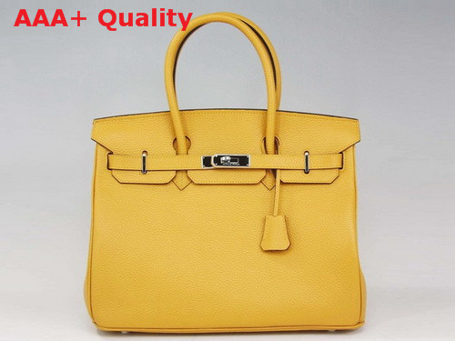 Hermes Birkin 35 Yellow Togo Leather With Silver Replica