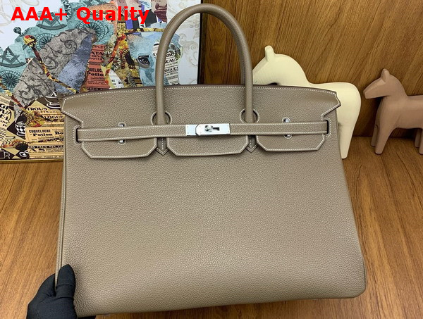 Hermes Birkin 40 Bag in Elephant Grey Togo Leather Replica