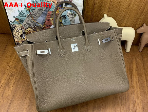 Hermes Birkin 40 Bag in Elephant Grey Togo Leather Replica