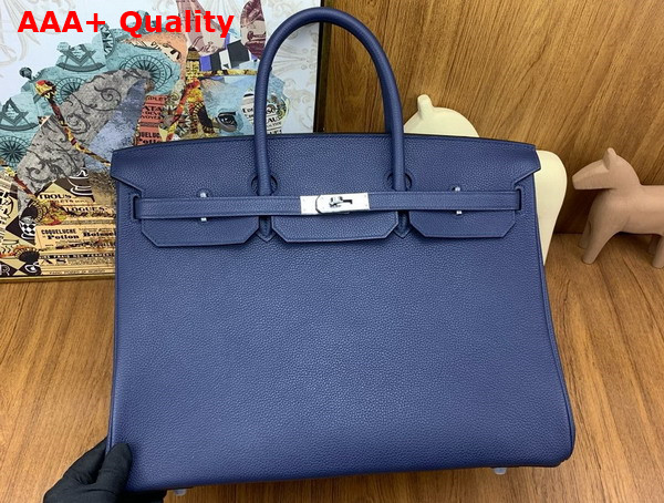 Hermes Birkin 40 in Sapphire Blue Togo Leather Replica