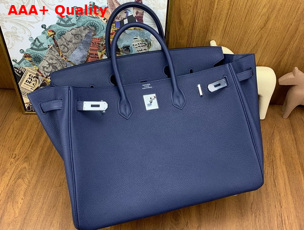 Hermes Birkin 40 in Sapphire Blue Togo Leather Replica