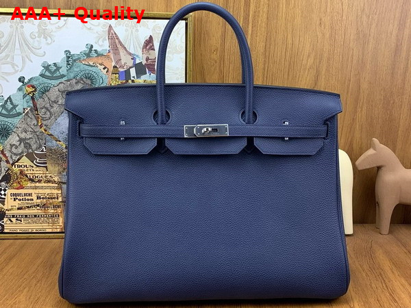 Hermes Birkin 40 in Sapphire Blue Togo Leather Replica