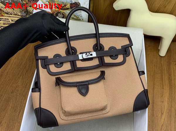 Hermes Birkin Cargo 25cm Dark Beige Canvas and Swift Calfskin Replica