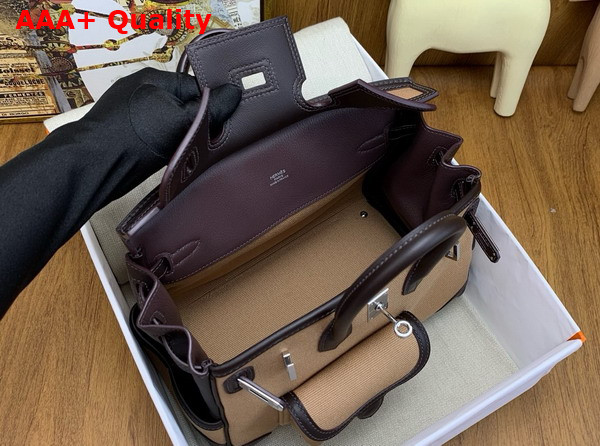 Hermes Birkin Cargo 25cm Dark Beige Canvas and Swift Calfskin Replica