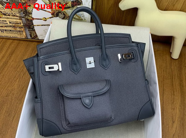Hermes Birkin Cargo 25cm Fog Canvas and Swift Calfskin Replica