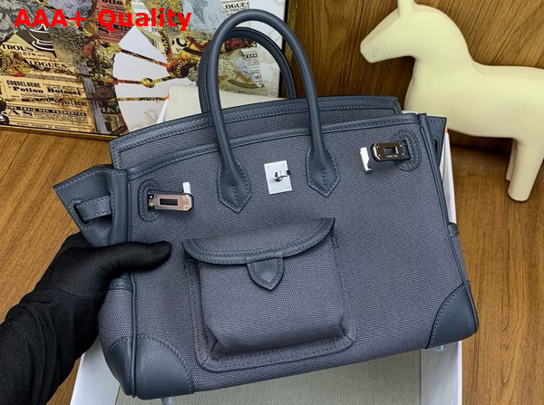 Hermes Birkin Cargo 25cm Fog Canvas and Swift Calfskin Replica