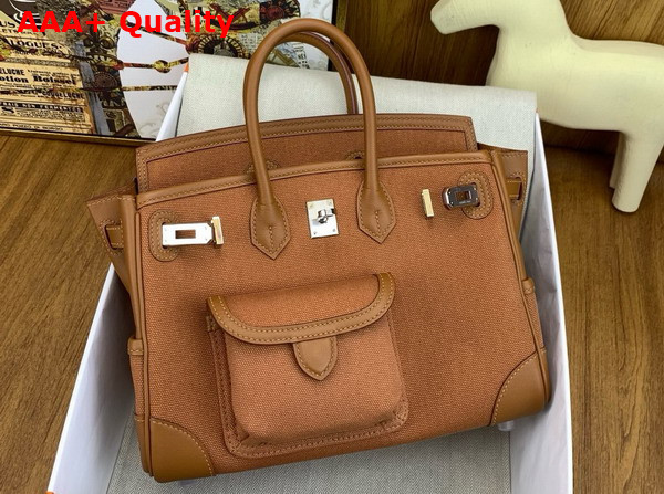 Hermes Birkin Cargo 25cm Gold Canvas and Swift Calfskin Replica