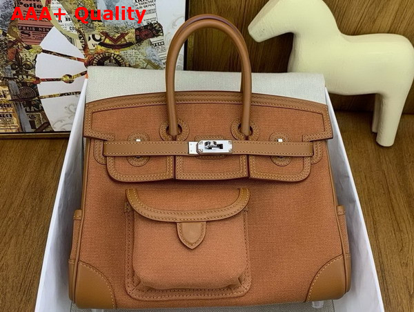 Hermes Birkin Cargo 25cm Gold Canvas and Swift Calfskin Replica