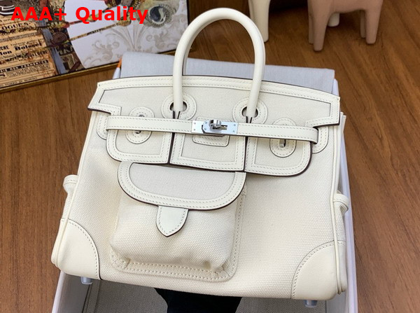 Hermes Birkin Cargo 25cm Milk White Canvas and Swift Calfskin Replica