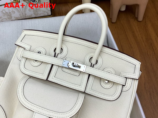 Hermes Birkin Cargo 25cm Milk White Canvas and Swift Calfskin Replica