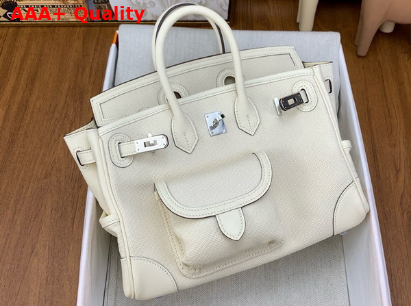 Hermes Birkin Cargo 25cm Milk White Canvas and Swift Calfskin Replica
