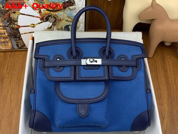 Hermes Birkin Cargo 25cm Navy Blue Canvas and Swift Calfskin Replica