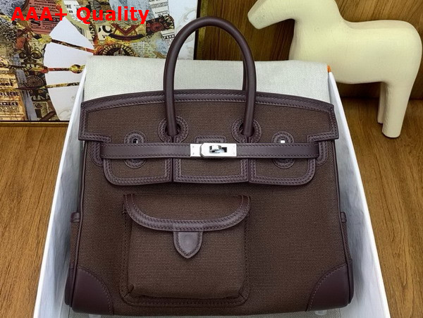 Hermes Birkin Cargo 25cm Saddle Brown Canvas and Swift Calfskin Replica