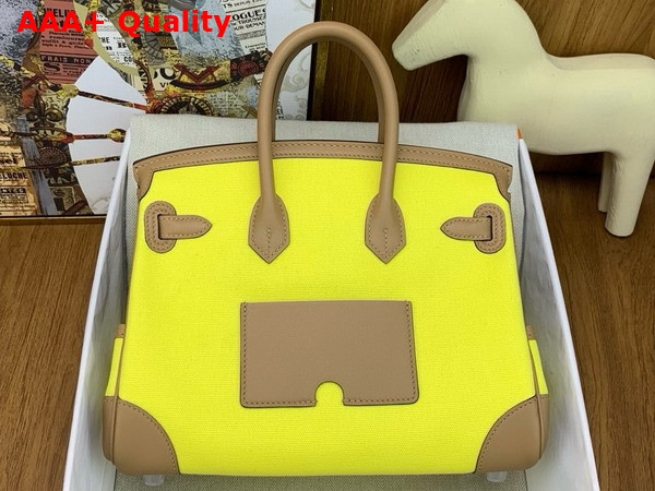 Hermes Birkin Cargo Bag 25cm Lemon Canvas and Oat Milk Swift Calfskin Replica
