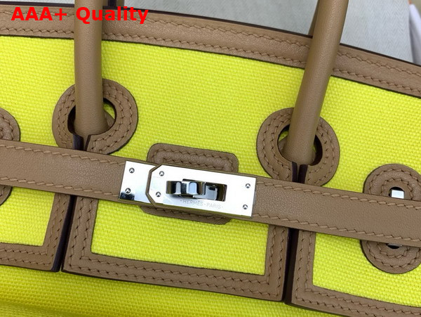 Hermes Birkin Cargo Bag 25cm Lemon Canvas and Oat Milk Swift Calfskin Replica