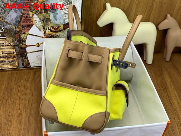 Hermes Birkin Cargo Bag 25cm Lemon Canvas and Oat Milk Swift Calfskin Replica