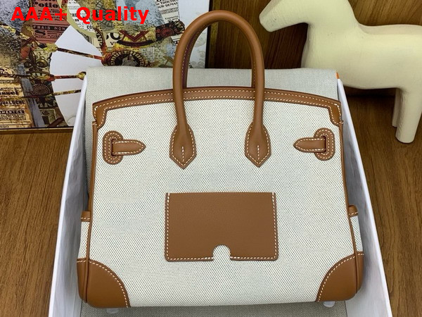 Hermes Birkin Cargo Bag 25cm Natural Canvas and Gold Brown Swift Calfskin Replica