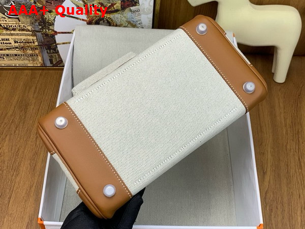 Hermes Birkin Cargo Bag 25cm Natural Canvas and Gold Brown Swift Calfskin Replica