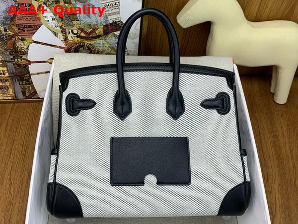 Hermes Birkin Cargo Bag 25cm Prunoir and Noir H Canvas and Swift Calfskin Replica