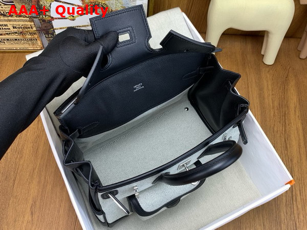 Hermes Birkin Cargo Bag 25cm Prunoir and Noir H Canvas and Swift Calfskin Replica